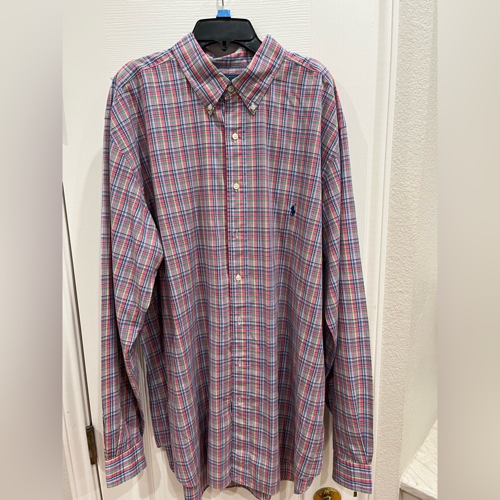 Ralph Lauren Mens Plaid Button Up Shirt XL Tall